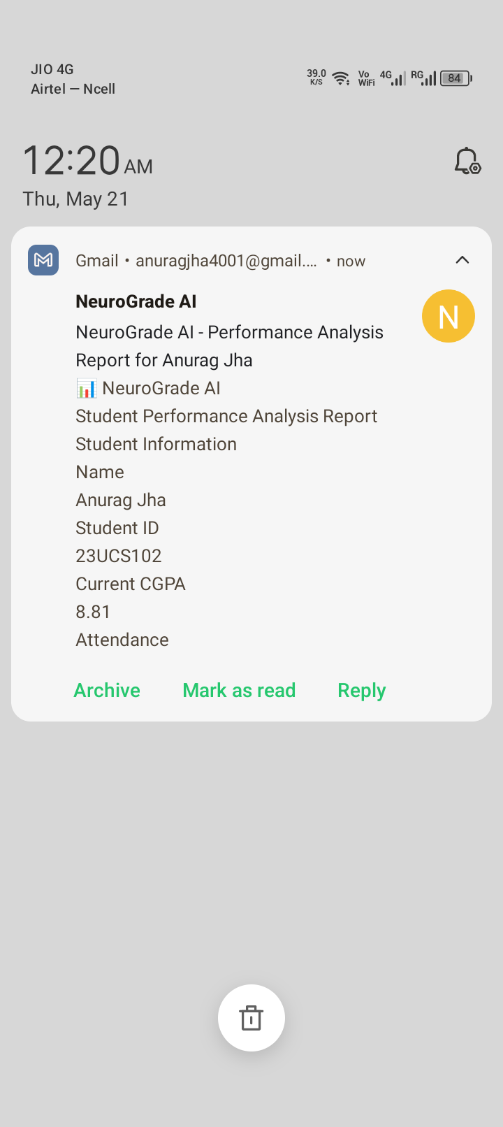 AI Student Performance System